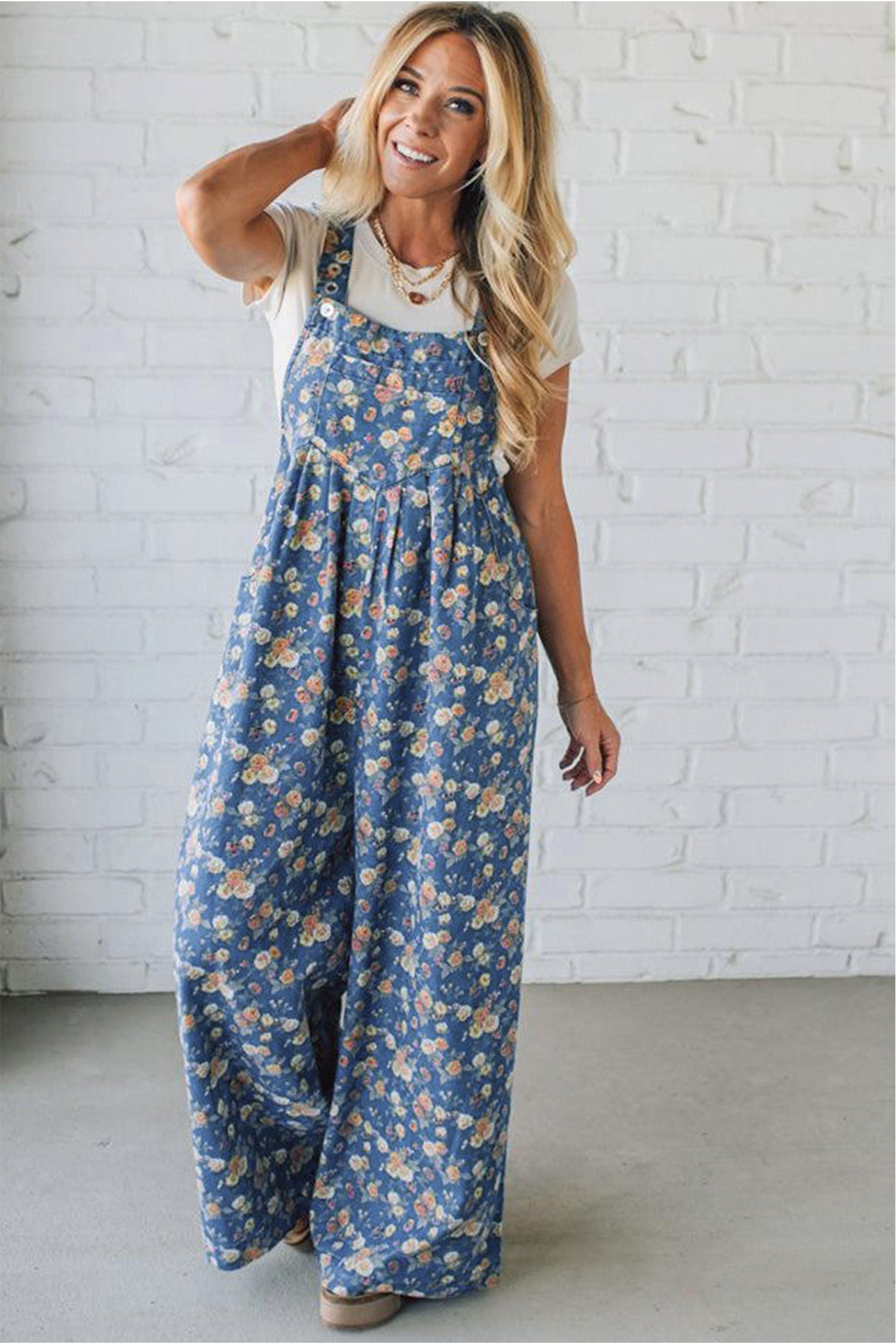 The Vintage Rose Pleated Denim Overalls