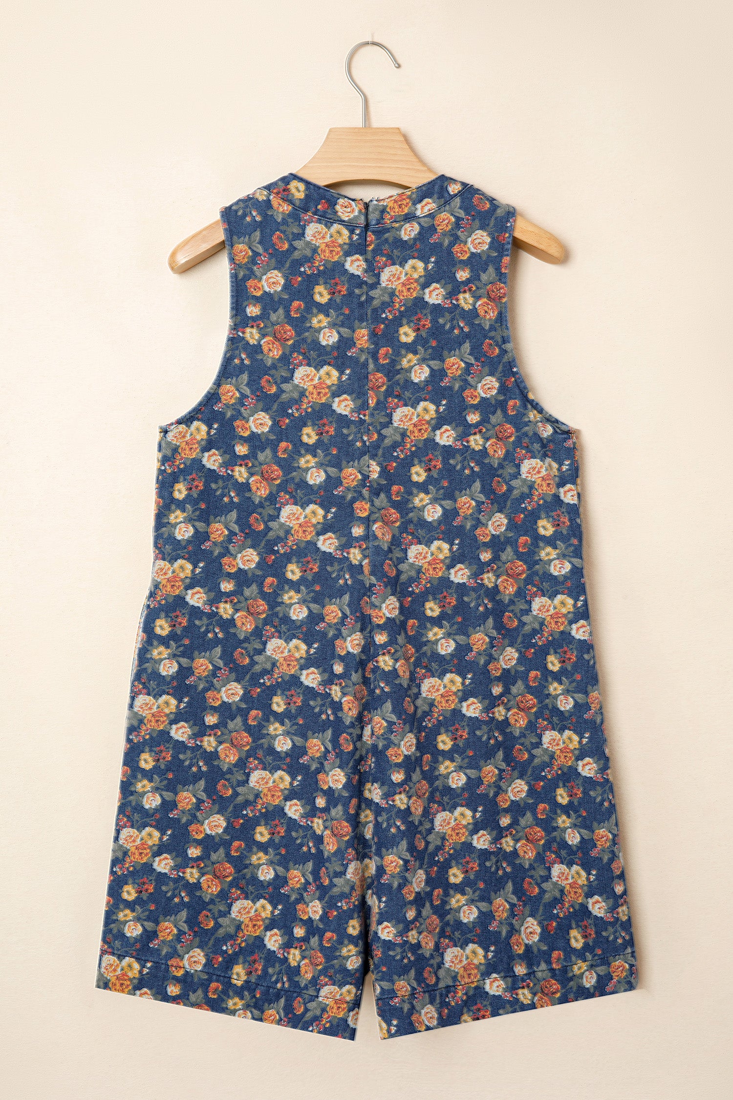 The Blue Bloom Bow‑Tie Denim Romper