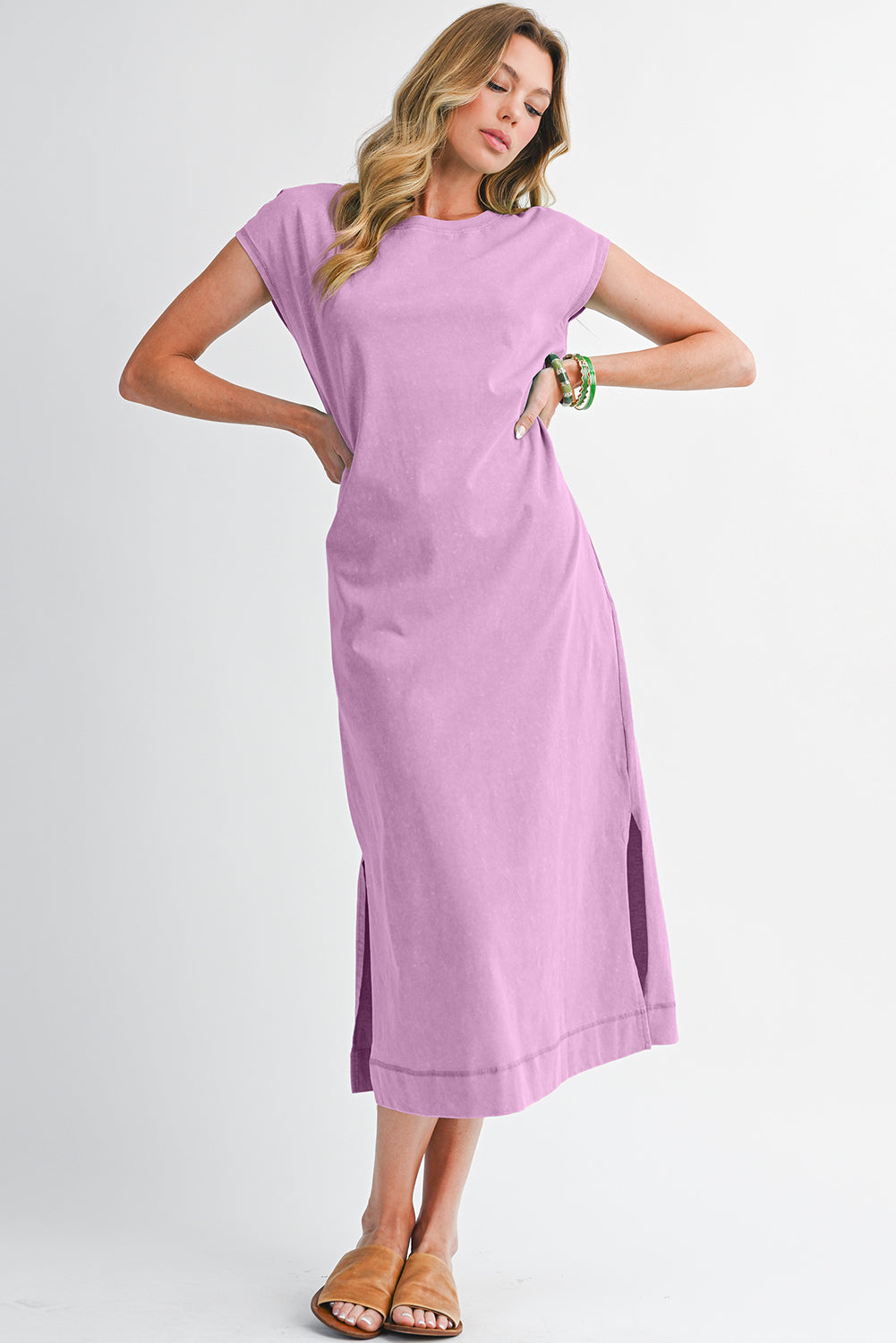 Wisteria Mineral Wash Pocket T‑Shirt Dress