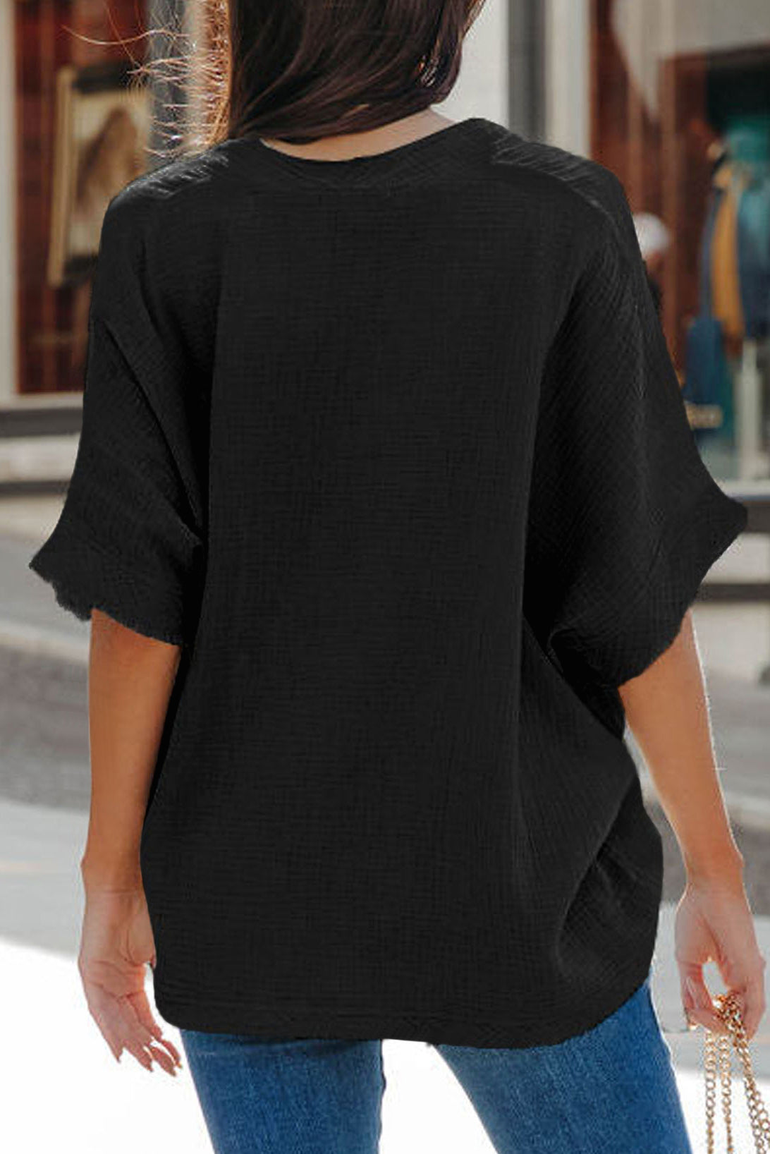 The Noir Fringe Batwing Blouse