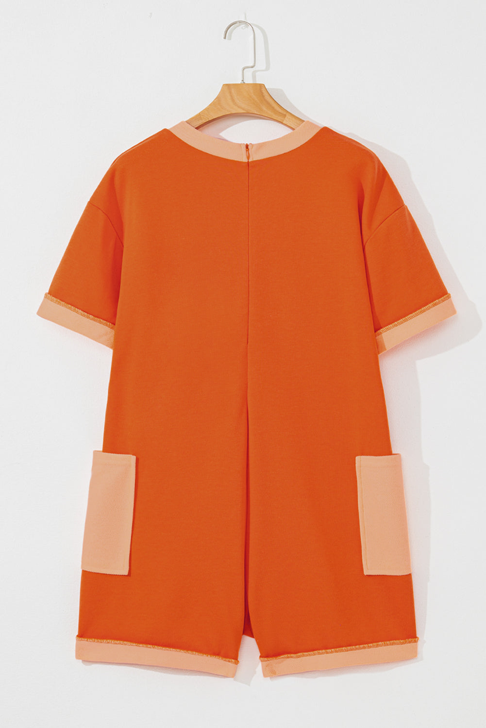 Russet Orange V‑Neck Pocket Romper