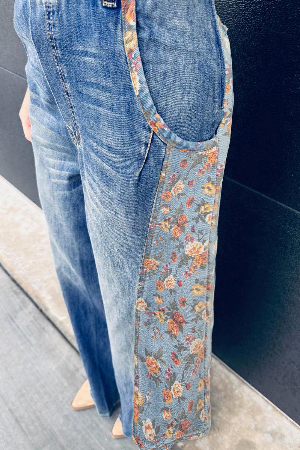 The Peacock Rose Patchwork Denim Overalls