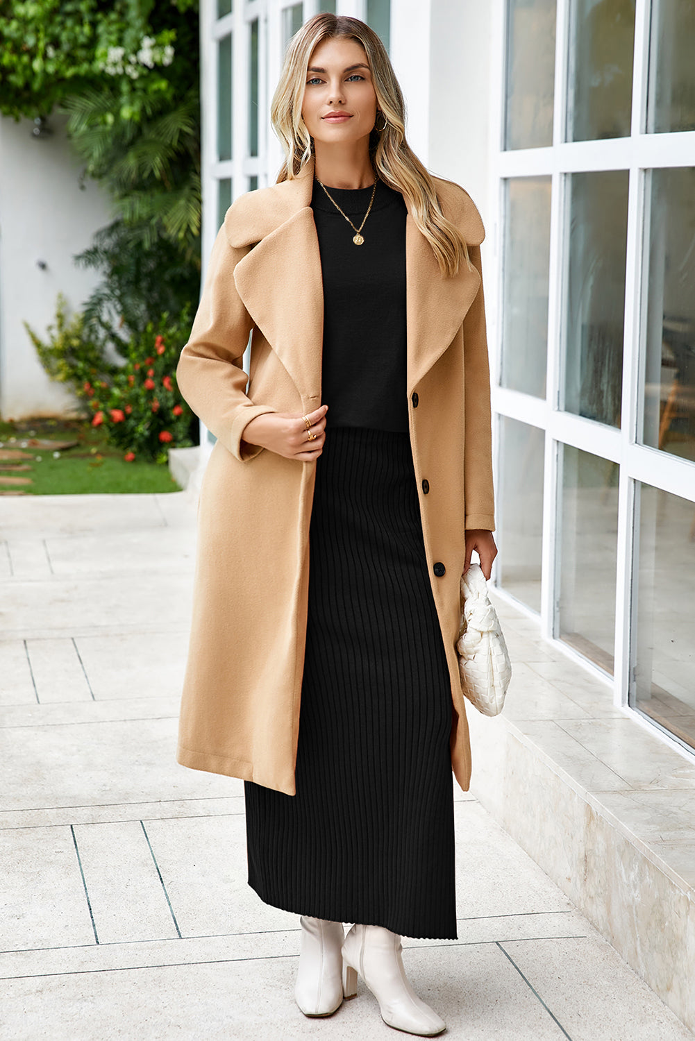 Black Knit Dolman Tee & Split Skirt Set