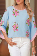 The Sky Bloom Cuff Blouse