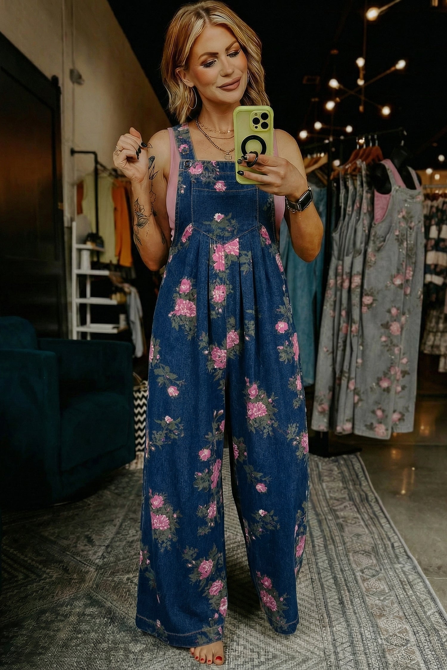 The Beau Bloom Pleated Denim Jumpsuit
