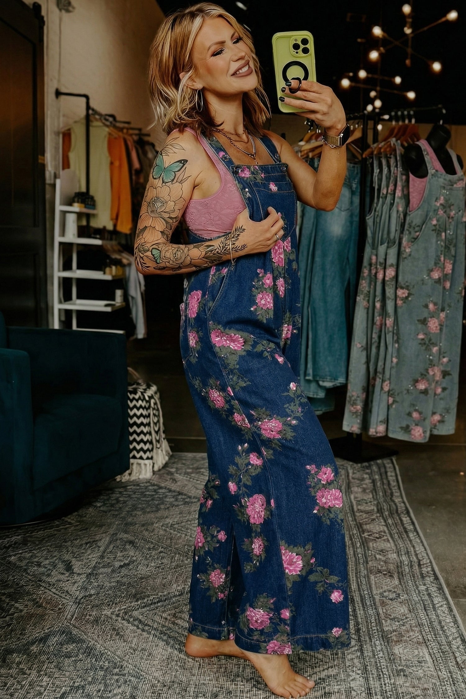 The Beau Bloom Pleated Denim Jumpsuit