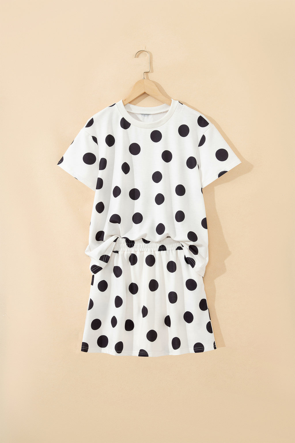 White Polka Dot Tee & Skort Set