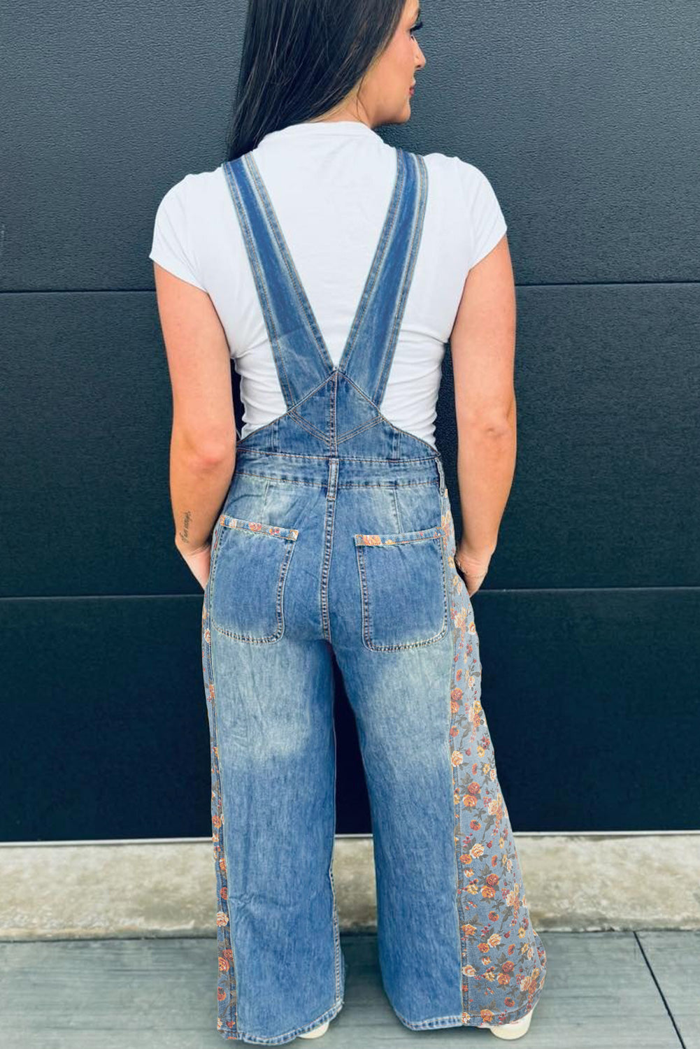 The Peacock Rose Patchwork Denim Overalls