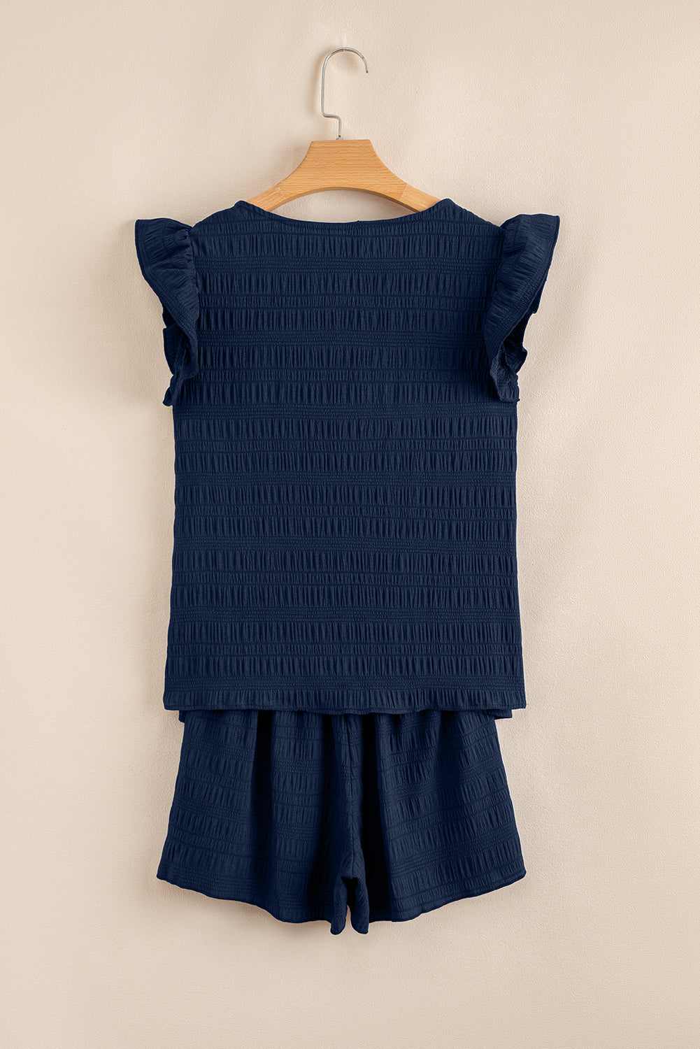 Dirty Blue Textured Ruffle Shorts Set
