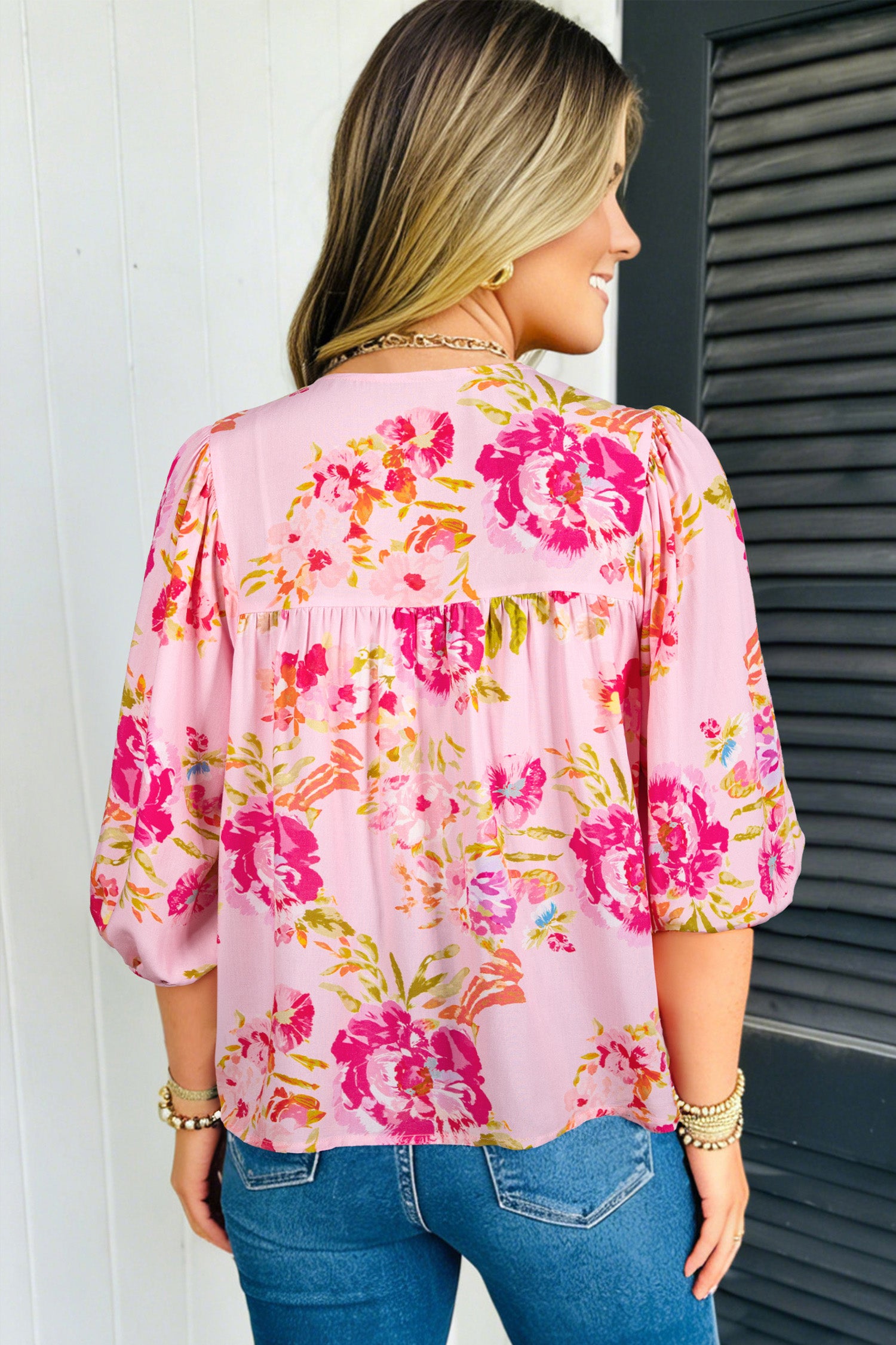The Rosette Tie‑Neck Blouse
