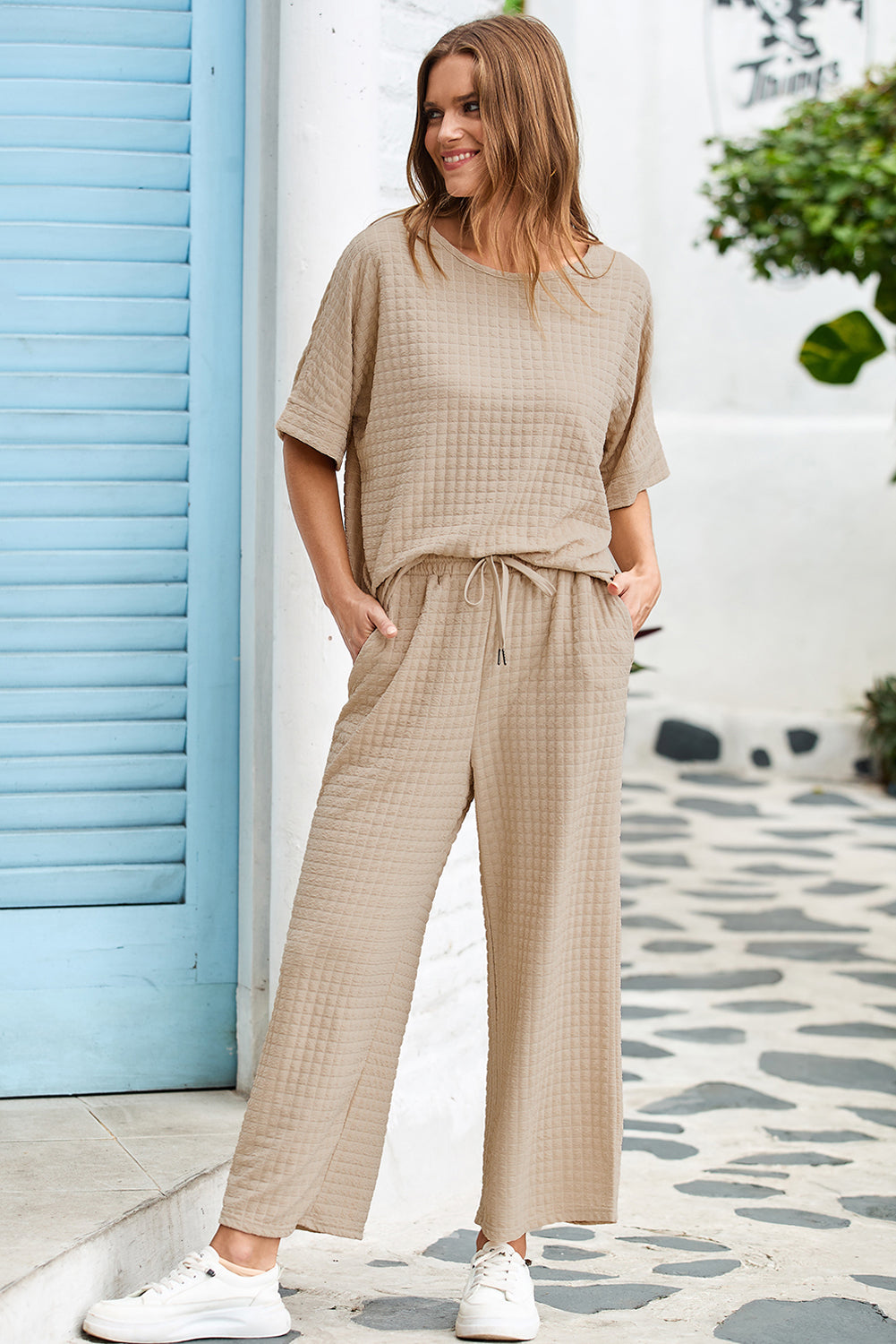 Oatmeal Lattice Texture Lounge Set