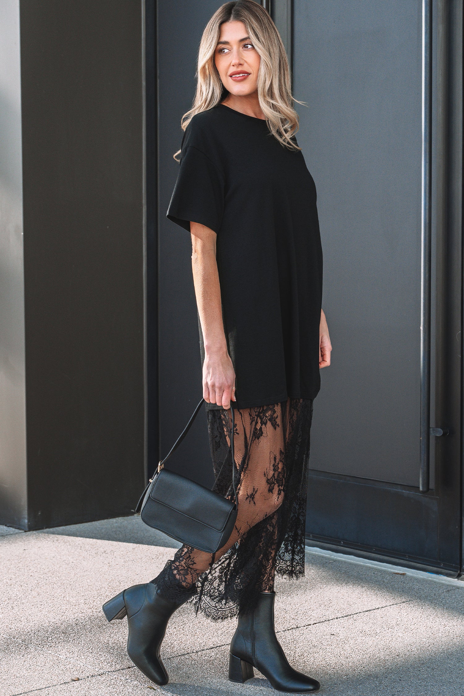 The Midnight Patchwork Maxi Tee Dress