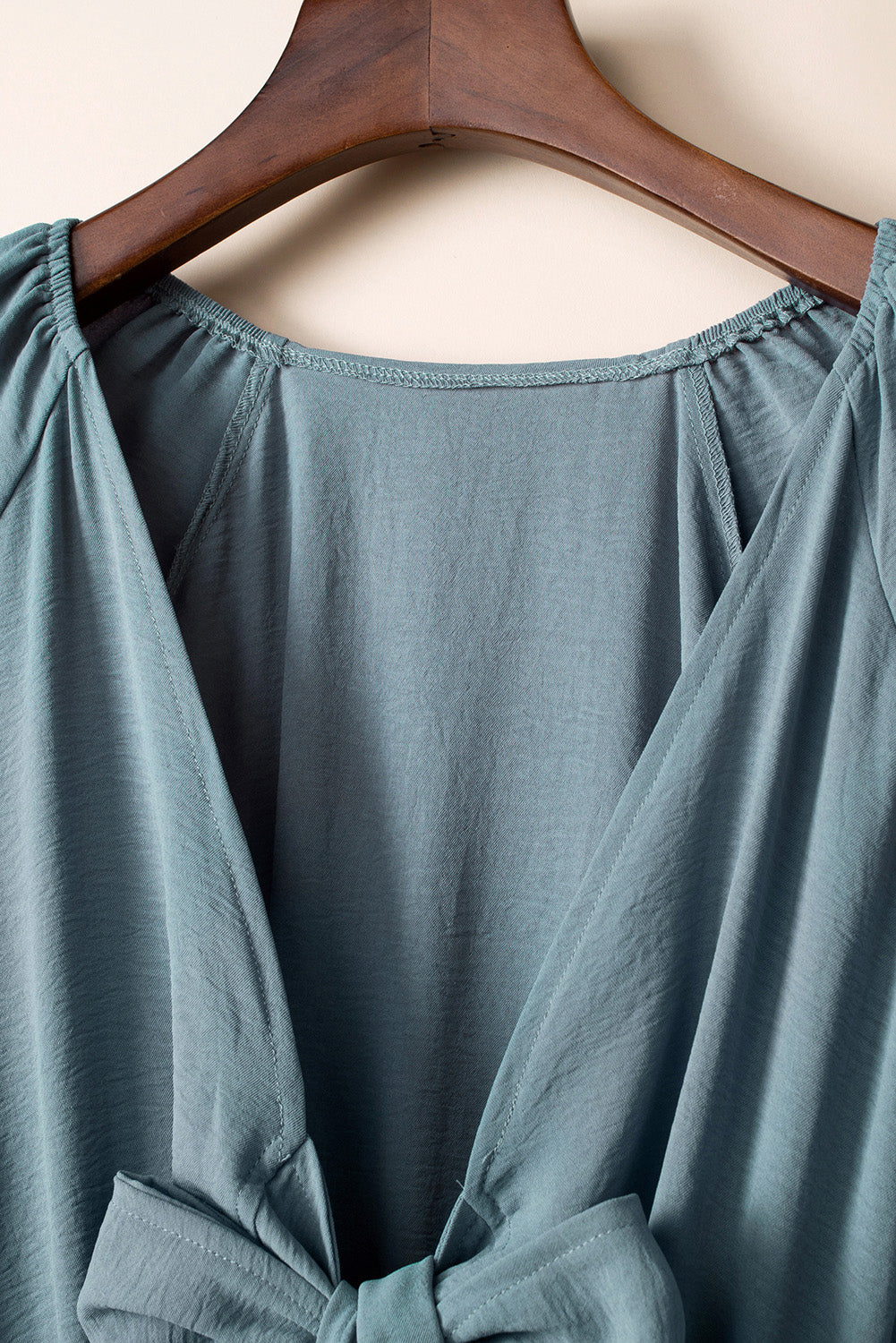 The Slate Knot‑Front Woven Romper