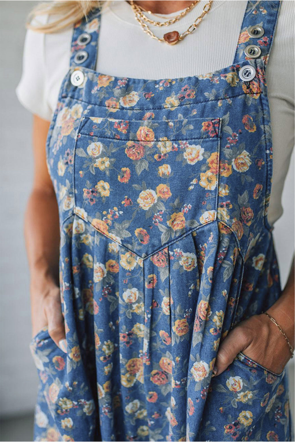 The Vintage Rose Pleated Denim Overalls