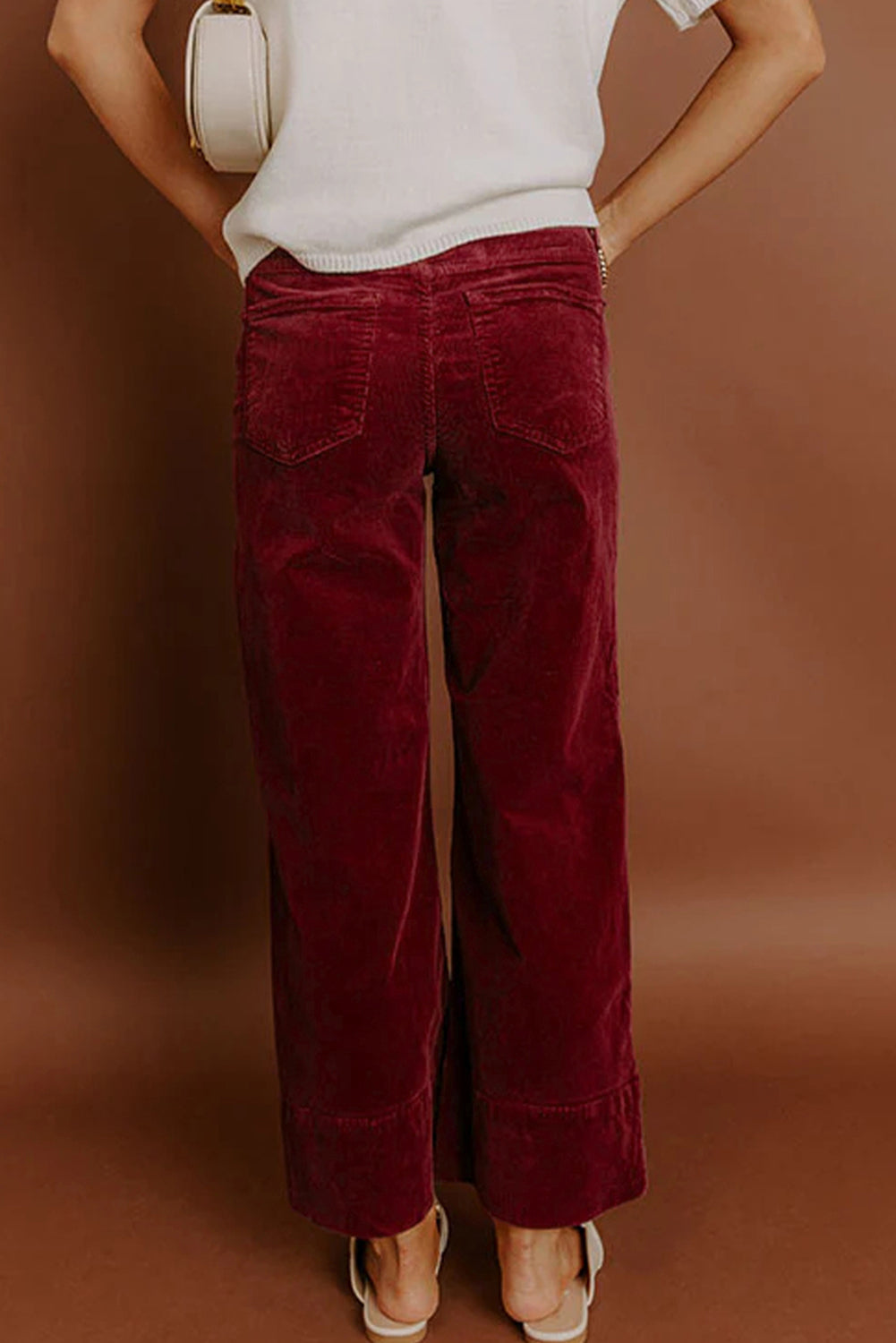 The Bordeaux Corduroy Wide‑Leg Cotton Pant