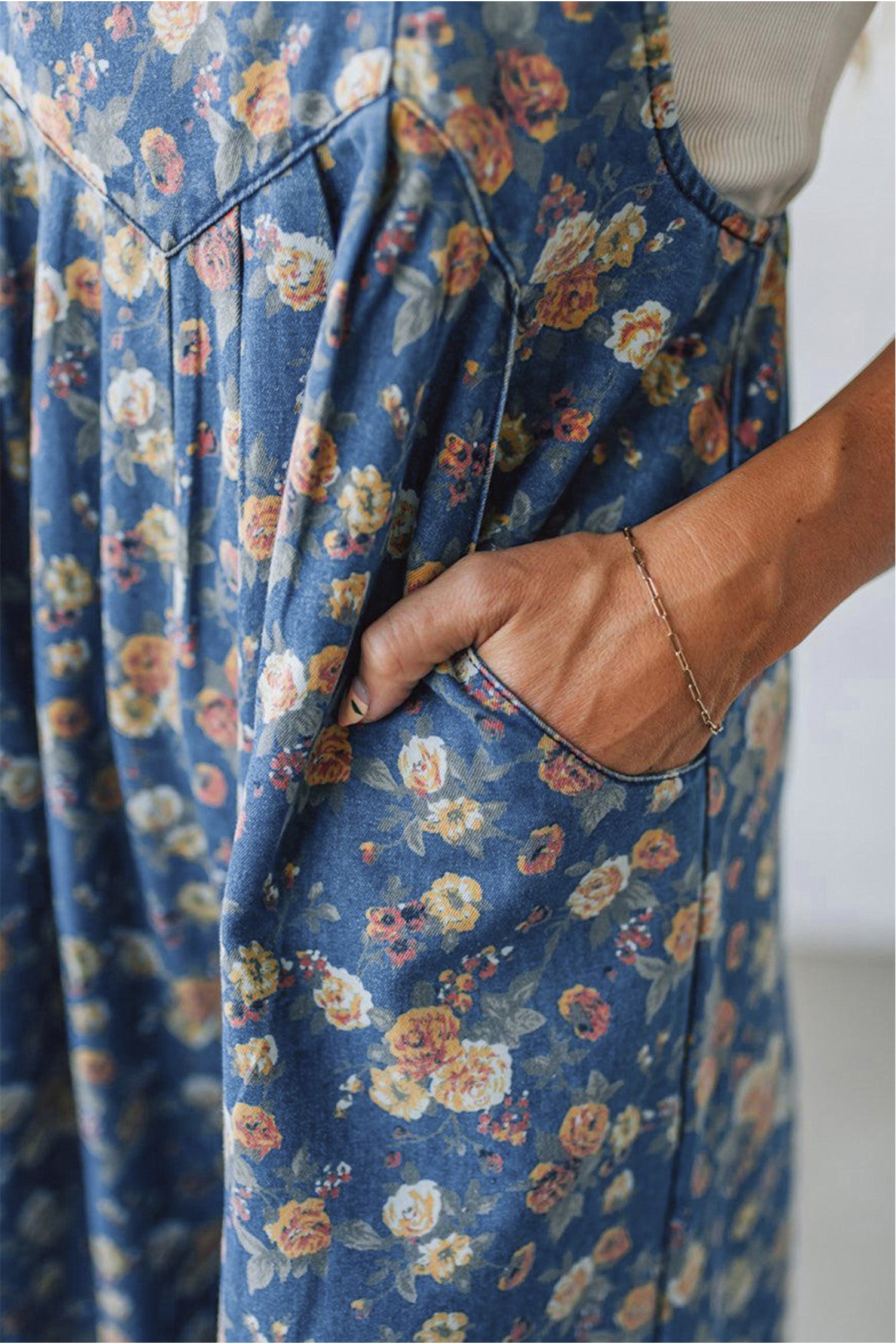 The Vintage Rose Pleated Denim Overalls