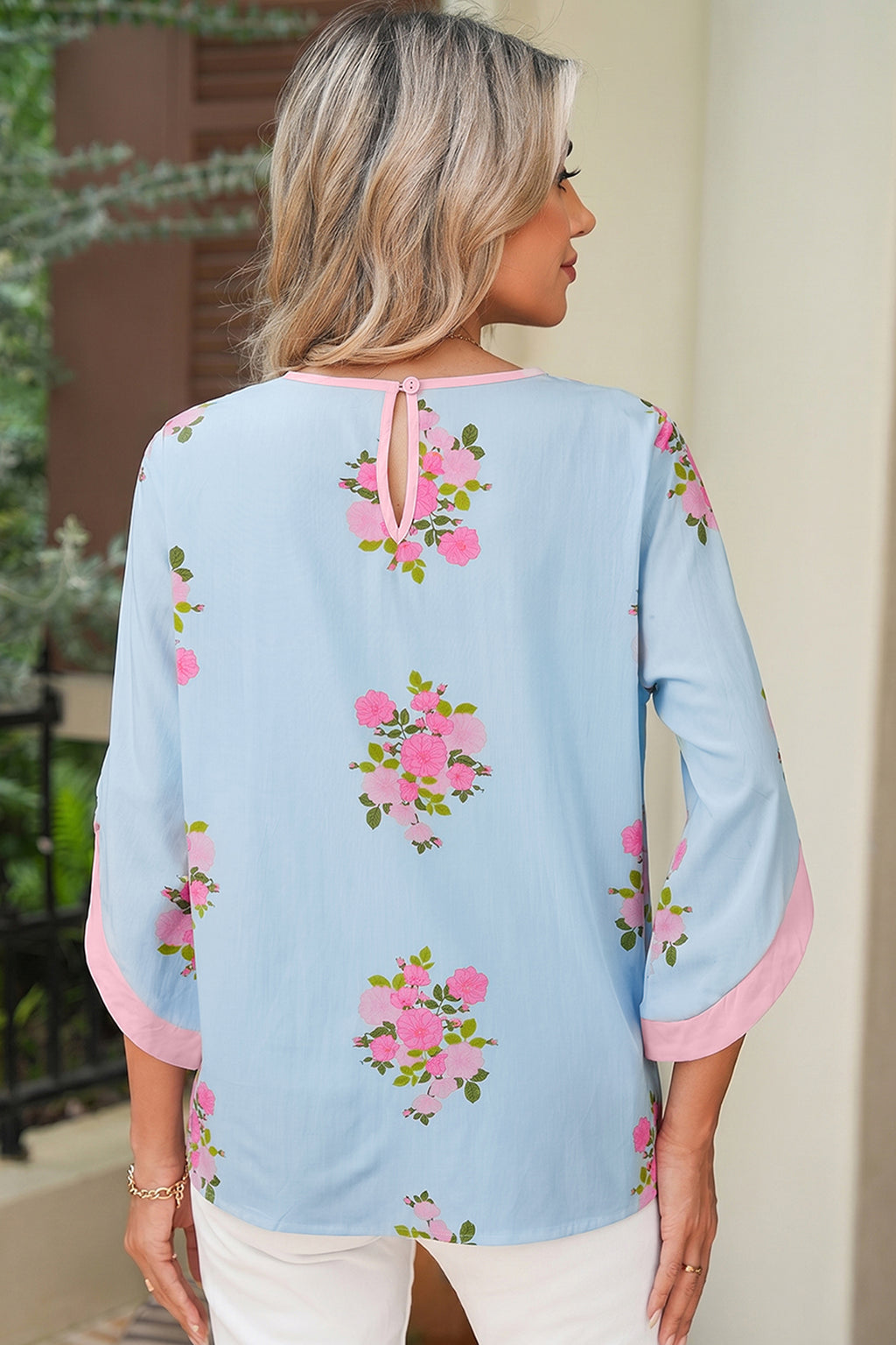 The Sky Bloom Cuff Blouse