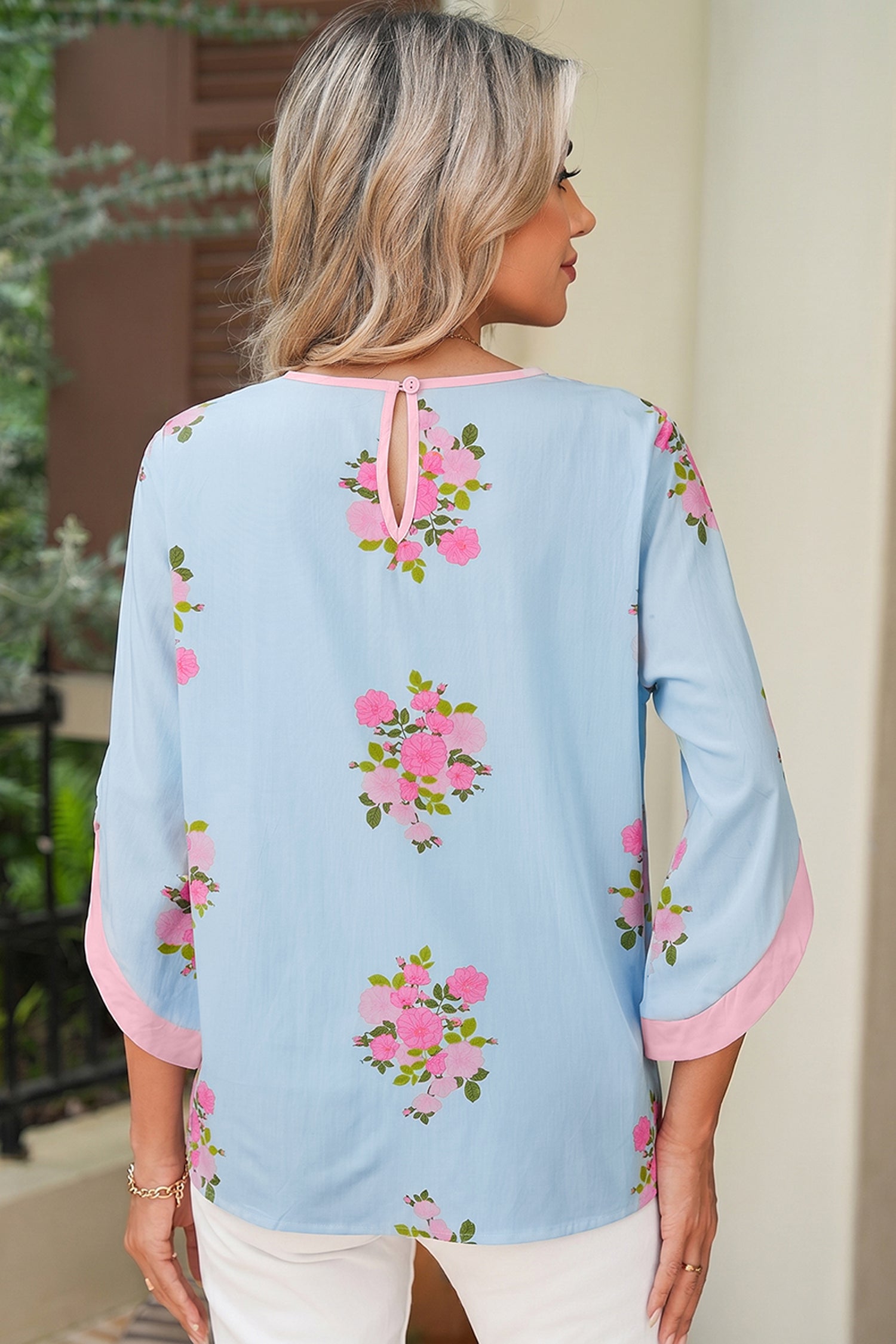 The Sky Bloom Cuff Blouse