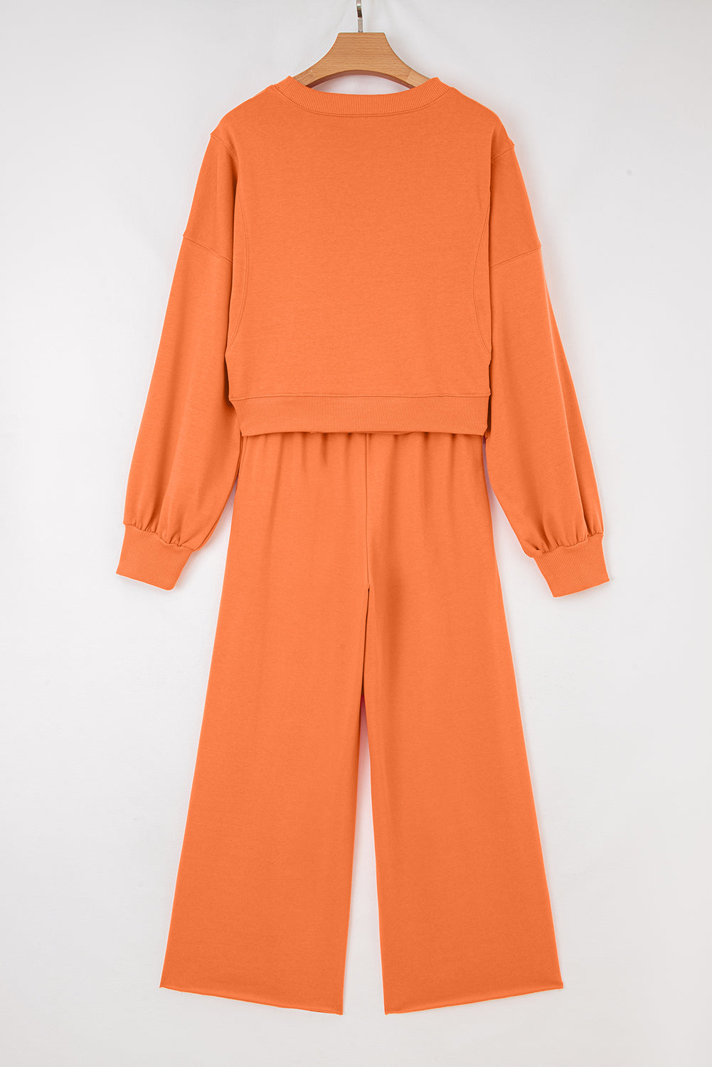 Flamingo Crop Pullover & Wide‑Leg Pants Set