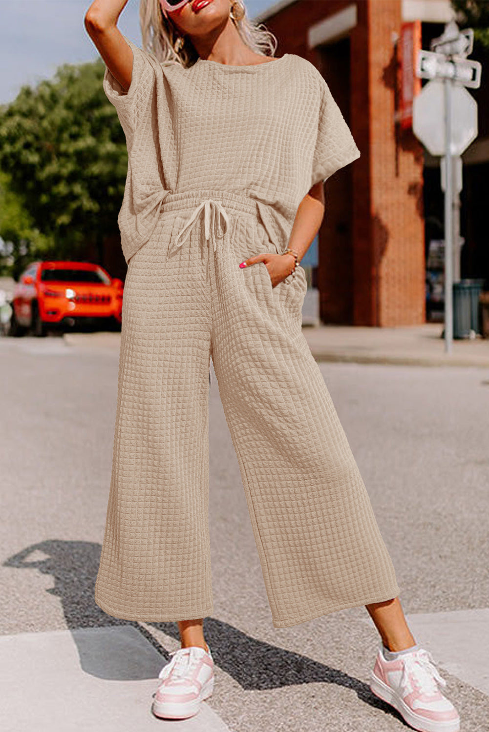 Oatmeal Lattice Texture Lounge Set