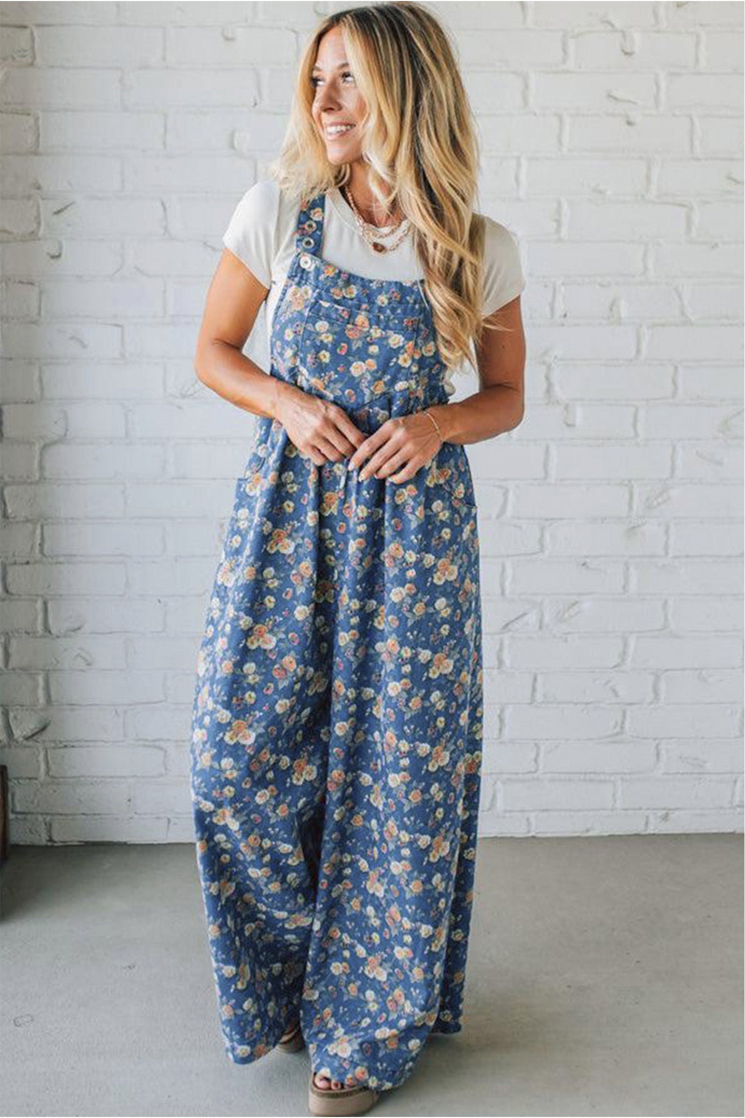 The Vintage Rose Pleated Denim Overalls
