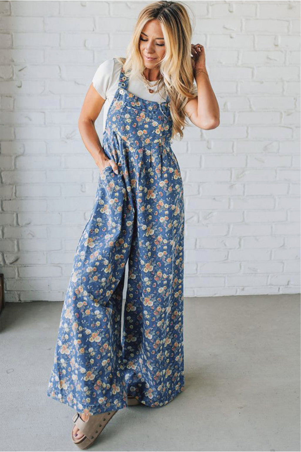 The Vintage Rose Pleated Denim Overalls