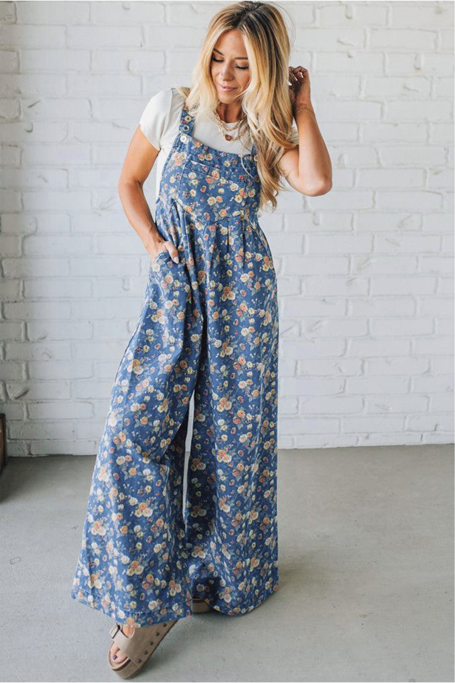 The Vintage Rose Pleated Denim Overalls