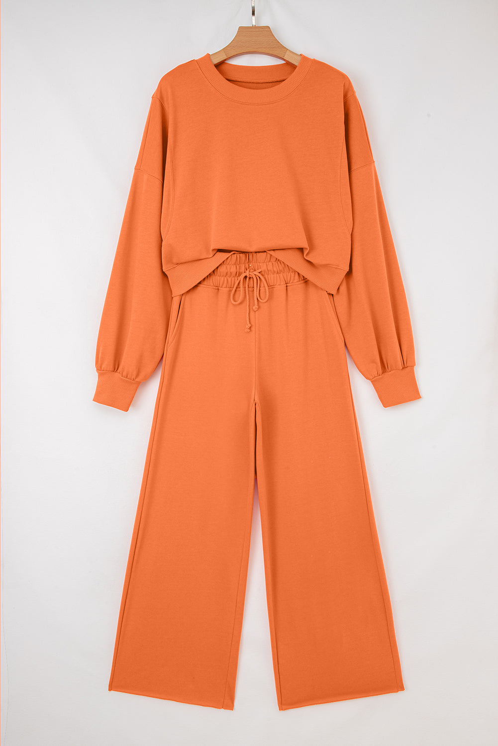 Flamingo Crop Pullover & Wide‑Leg Pants Set