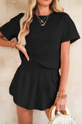 Black Cropped Tee & Ruffle Skort Set