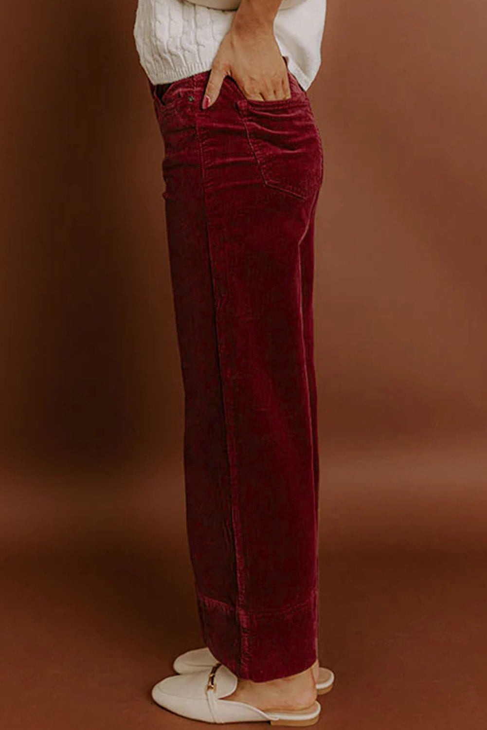 The Bordeaux Corduroy Wide‑Leg Cotton Pant