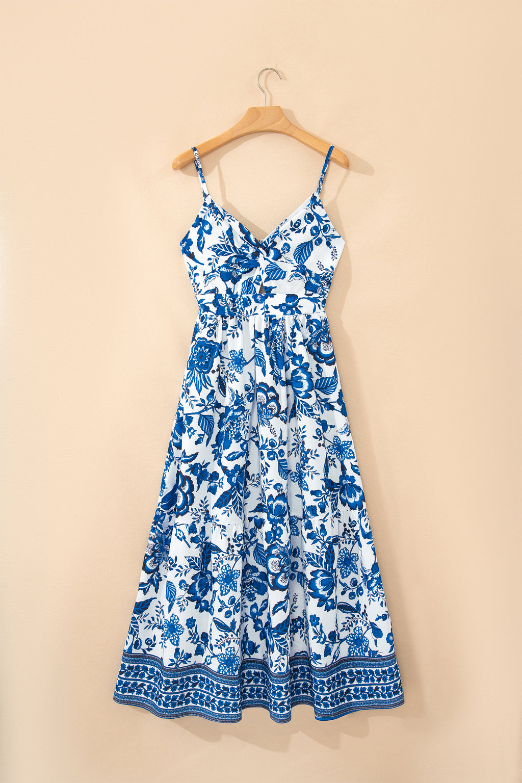 The Azure Bloom Twist‑Front Maxi