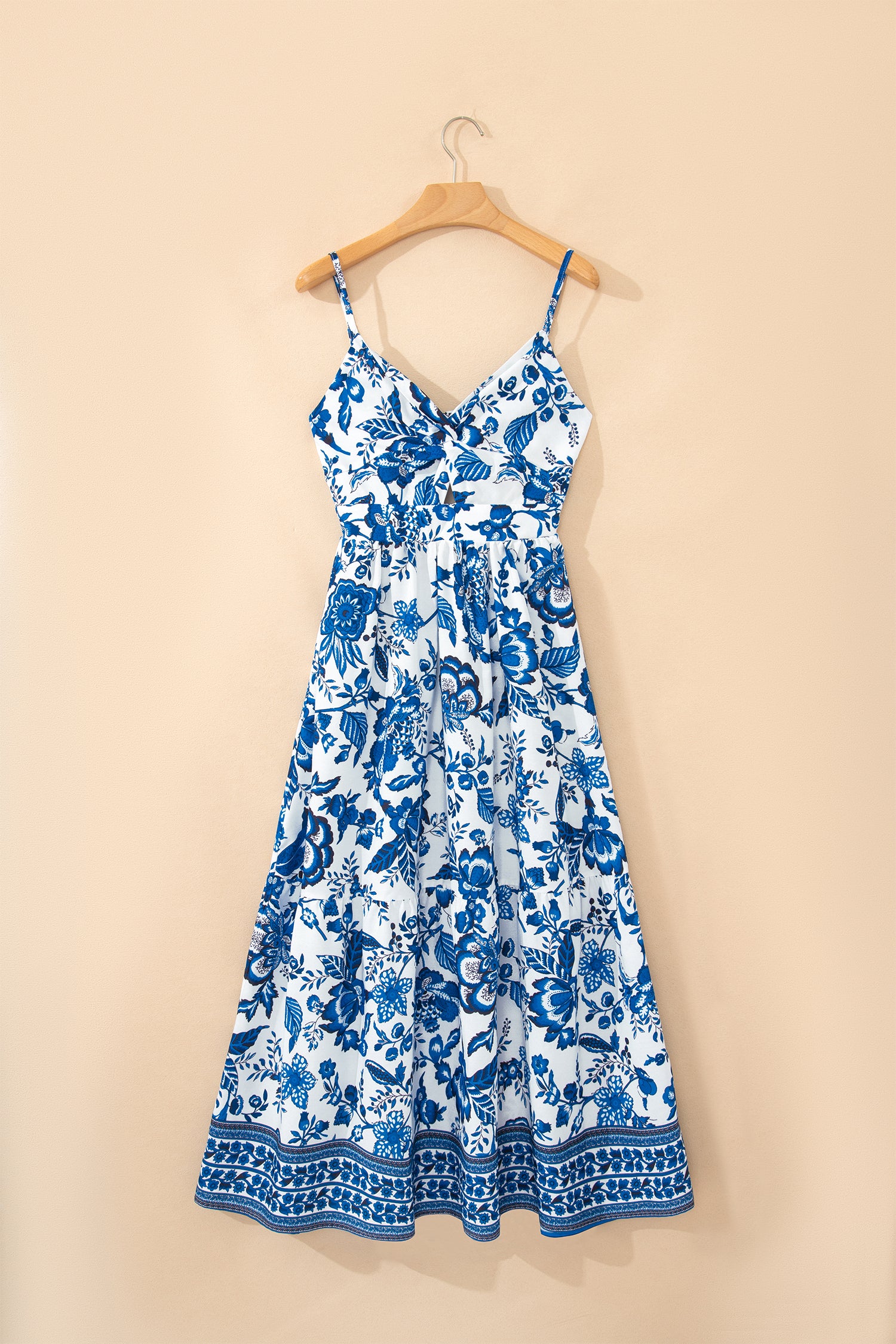 The Azure Bloom Twist‑Front Maxi