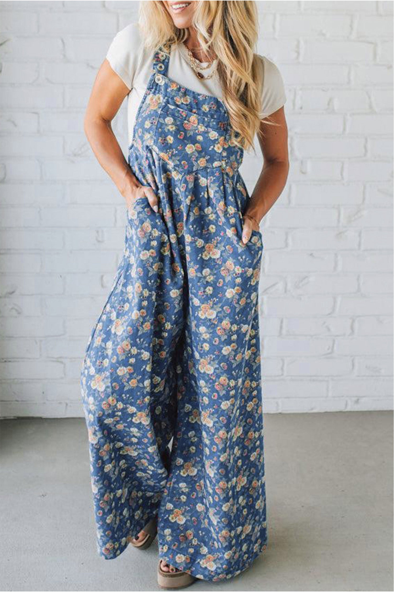 The Vintage Rose Pleated Denim Overalls