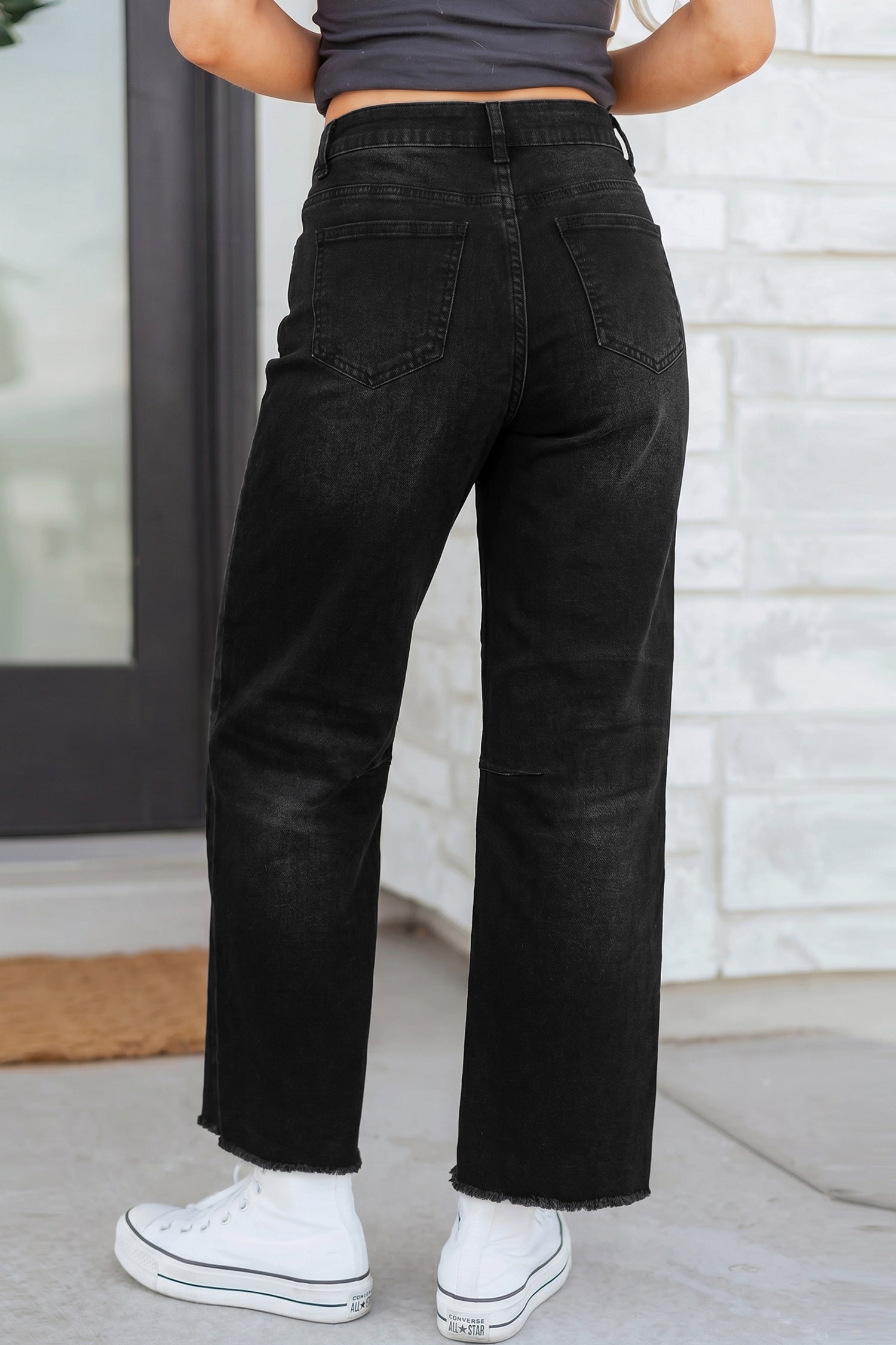 The Charcoal Fray Crop Straight Jean